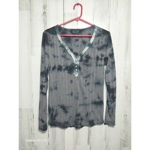 POL Tie Dye Ribbed Henley Size Medium